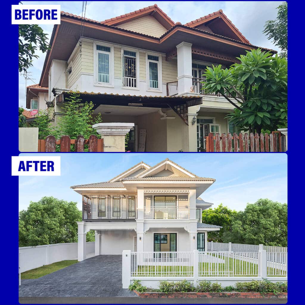 #รีวิวผลงานการรับฝากขายบ้านพร้อมบริการรีโนเวทที่ผ่านมา!
โครงการ นนทรี4 พระราม5
บ้านหลังนี้ออกแบบใหม่ทั้งหมด โดยเน้นการปรับปรุงพื้นที่ใช้สอยให้มีความลงตัว
และรองรับการใช้งานได้หลากหลายมากขึ้น มีการปรับโครงสร้าง ดีไซน์ใหม่ช่วยให้บ้านดูโปร่งโล่ง
และ Modern ยิ่งขึ้น นอกจากนี้ เรายังให้ความสำคัญกับการเพิ่มฟังก์ชันการใช้งานที่ตอบโจทย์ไลฟ์สไตล์คนรุ่นใหม่
พื้นที่พักผ่อนที่สะดวกสบาย และห้องที่สามารถปรับเปลี่ยนได้ตามต้องการ บ้านที่ผ่านการรีโนเวทอย่างมืออาชีพ ช่วยให้การขายเร็วและได้ราคาดี!