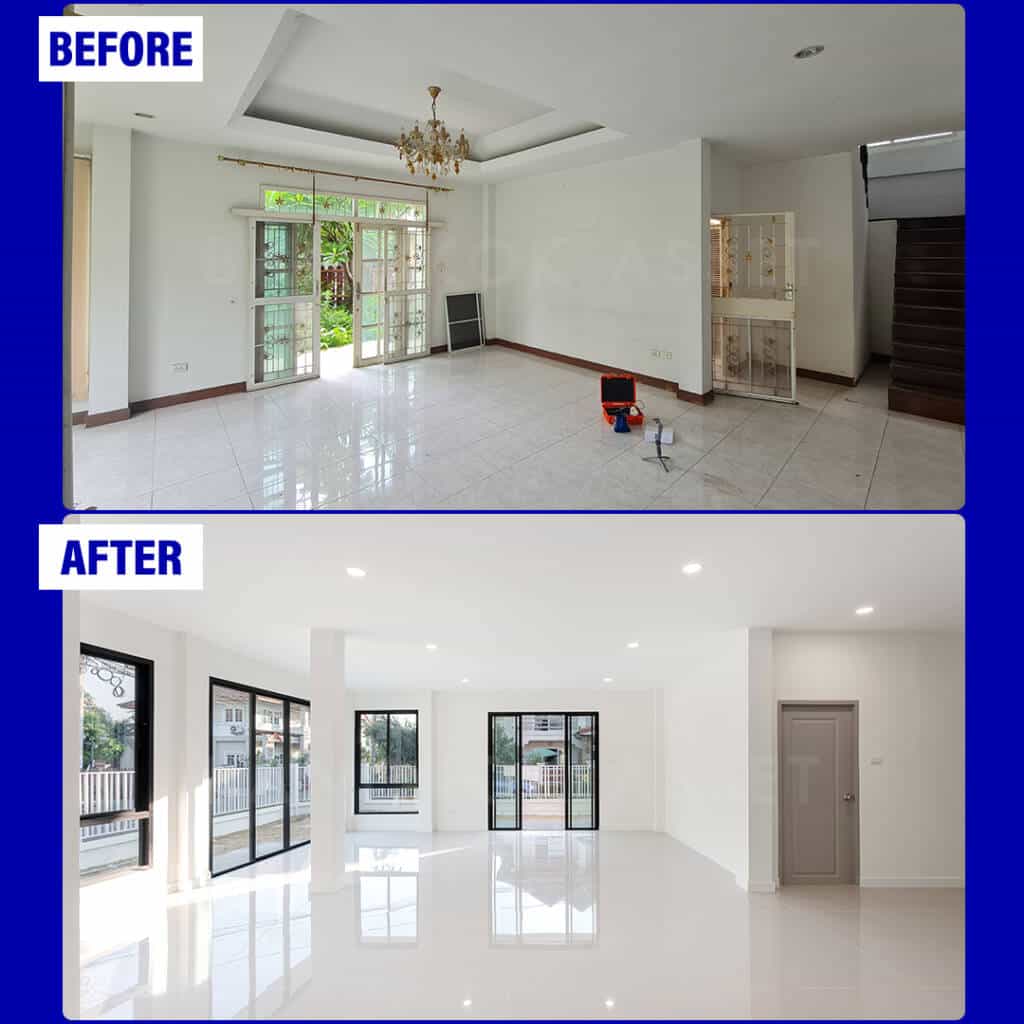 #รีวิวผลงานการรับฝากขายบ้านพร้อมบริการรีโนเวทที่ผ่านมา!
โครงการ นนทรี4 พระราม5
บ้านหลังนี้ออกแบบใหม่ทั้งหมด โดยเน้นการปรับปรุงพื้นที่ใช้สอยให้มีความลงตัว
และรองรับการใช้งานได้หลากหลายมากขึ้น มีการปรับโครงสร้าง ดีไซน์ใหม่ช่วยให้บ้านดูโปร่งโล่ง
และ Modern ยิ่งขึ้น นอกจากนี้ เรายังให้ความสำคัญกับการเพิ่มฟังก์ชันการใช้งานที่ตอบโจทย์ไลฟ์สไตล์คนรุ่นใหม่
พื้นที่พักผ่อนที่สะดวกสบาย และห้องที่สามารถปรับเปลี่ยนได้ตามต้องการ บ้านที่ผ่านการรีโนเวทอย่างมืออาชีพ ช่วยให้การขายเร็วและได้ราคาดี!